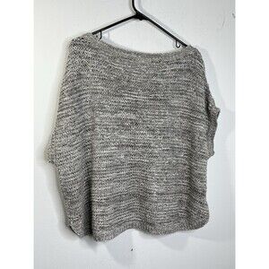 Eileen Fisher Gray Wonder Stitch Knit Cap Sleeve Sweater Top Large